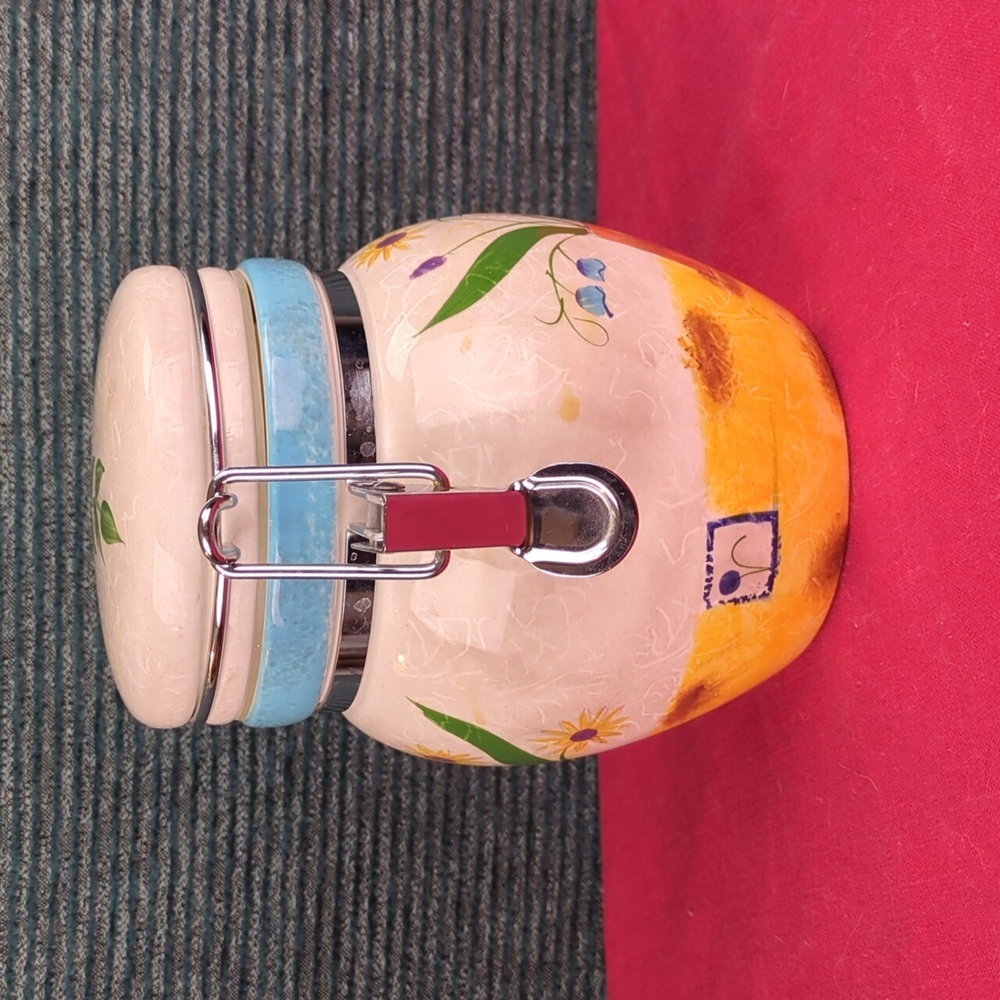 Tabletrendz By Sakura Stoneware Salad Plates And Latch Canister Floral Applique - Picture 17 of 17